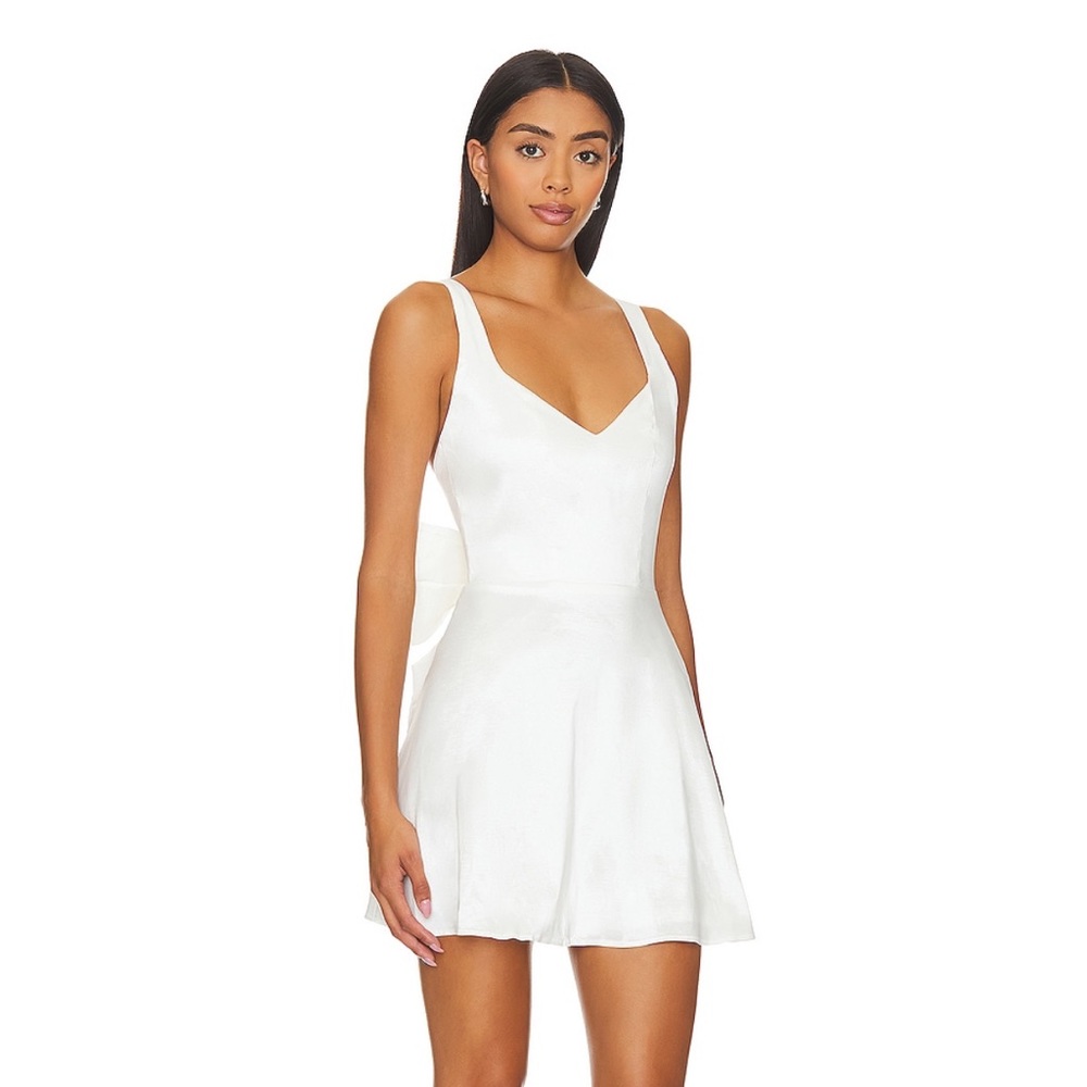 Charlotte Bow Mini Dress in White Taffeta
